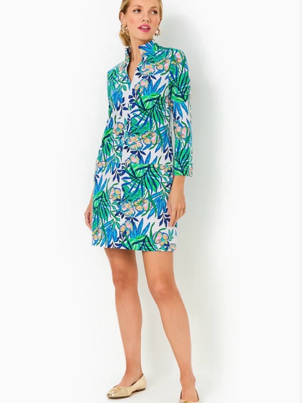 Lilly Pulitzer Tropical Leaf Print Swim Cover-Up Dress - Green/Blue